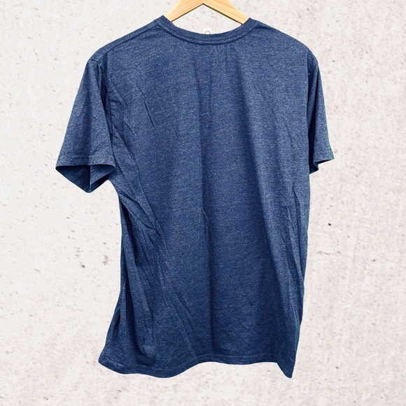 Blue and Red Short Sleeve Tee with Bold Graphic - Picture 2 of 4